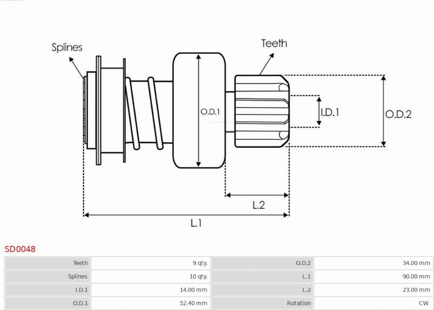 AS-PL SD0048 - Ведущая шестерня, бендикс, стартер autosila-amz.com