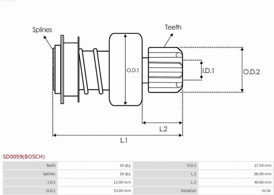 AS-PL SD0059(BOSCH) - Ведущая шестерня, бендикс, стартер autosila-amz.com