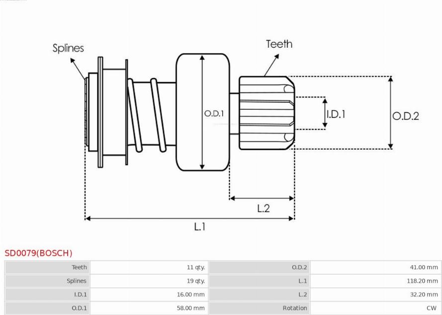 AS-PL SD0079(BOSCH) - Ведущая шестерня, бендикс, стартер autosila-amz.com