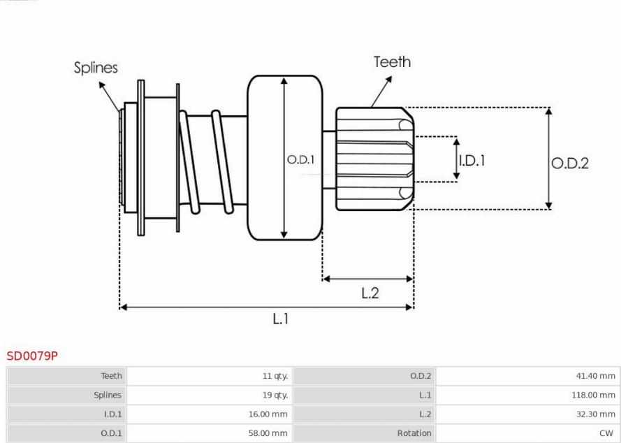 AS-PL SD0079P - Ведущая шестерня, бендикс, стартер autosila-amz.com