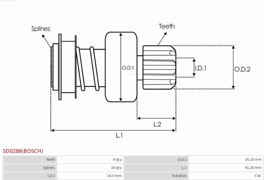 AS-PL SD0288(BOSCH) - Ведущая шестерня, бендикс, стартер autosila-amz.com