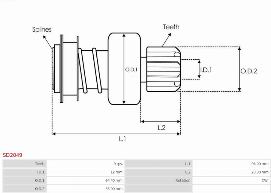 AS-PL SD2049 - Бендикс стартера autosila-amz.com