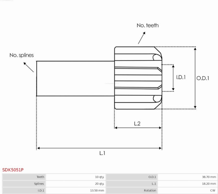 AS-PL SDK5051P - Ведущая шестерня, бендикс, стартер autosila-amz.com