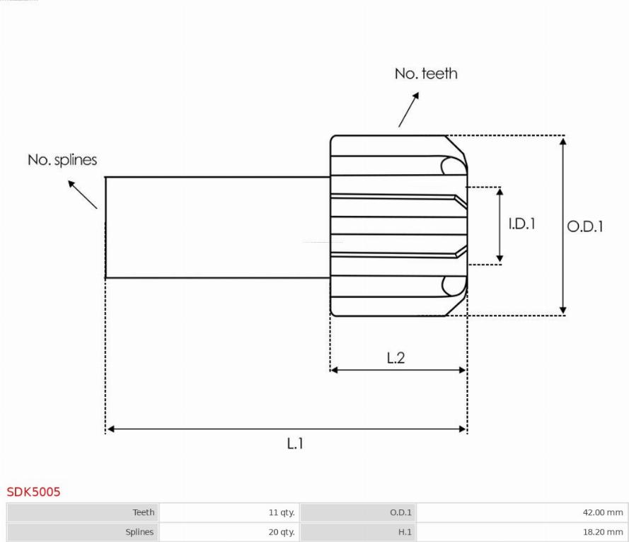 AS-PL SDK5005 - Ведущая шестерня, бендикс, стартер autosila-amz.com