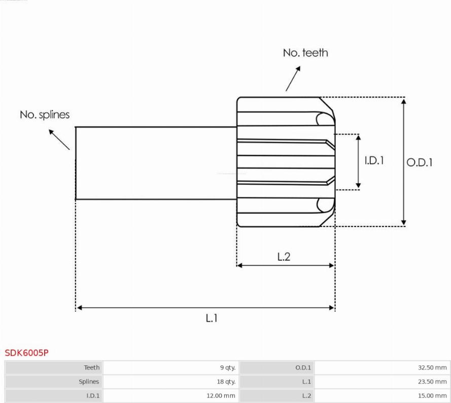 AS-PL SDK6005P - Ведущая шестерня, бендикс, стартер autosila-amz.com