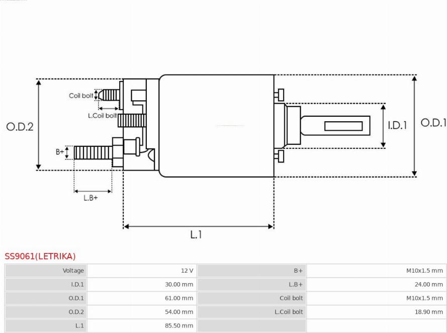 AS-PL SS9061(LETRIKA) - Тяговое реле, соленоид, стартер autosila-amz.com