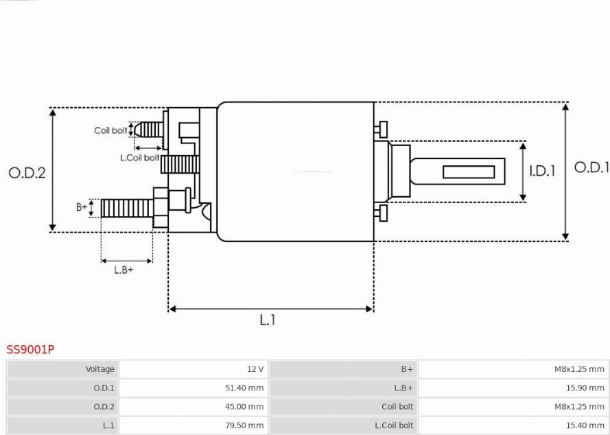 AS-PL SS9001P - Тяговое реле, соленоид, стартер autosila-amz.com