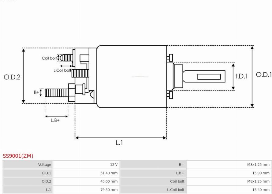 AS-PL SS9001(ZM) - Тяговое реле, соленоид, стартер autosila-amz.com