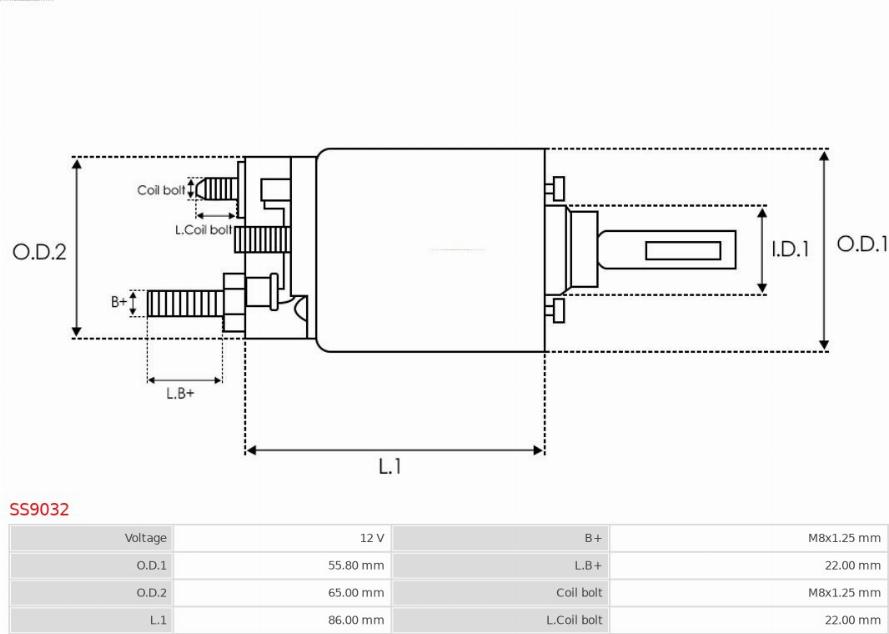 AS-PL SS9032 - Реле стартера втягивающее autosila-amz.com