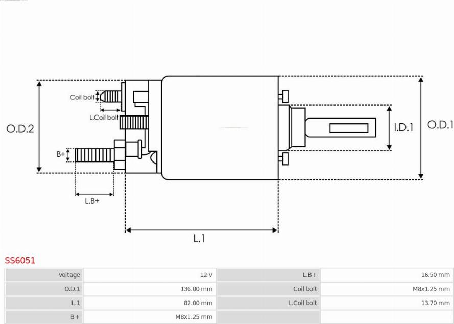 AS-PL SS6051 - Тяговое реле, соленоид, стартер autosila-amz.com