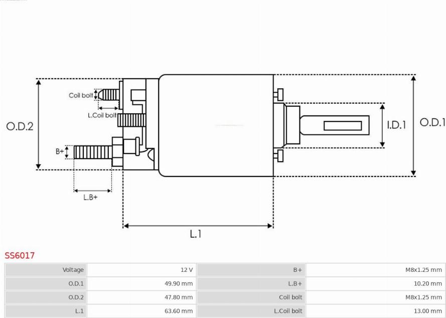 AS-PL SS6017 - Тяговое реле, соленоид, стартер autosila-amz.com