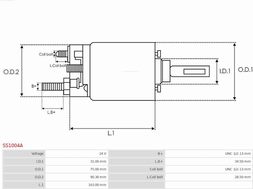 AS-PL SS1004A - Тяговое реле, соленоид, стартер autosila-amz.com