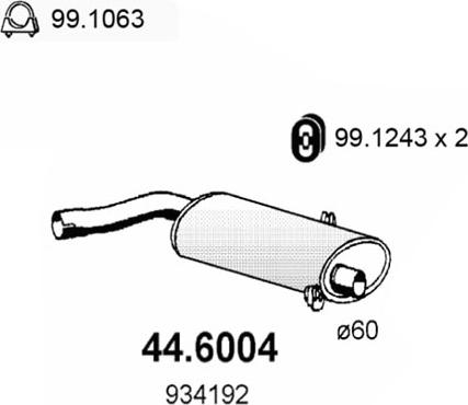 ASSO 44.6004 - Средний глушитель выхлопных газов autosila-amz.com