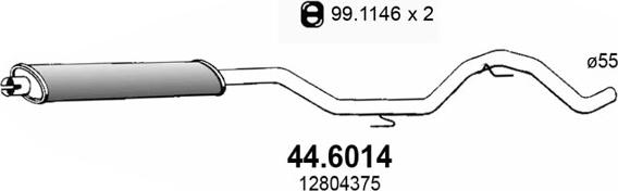 ASSO 44.6014 - Средний глушитель выхлопных газов autosila-amz.com