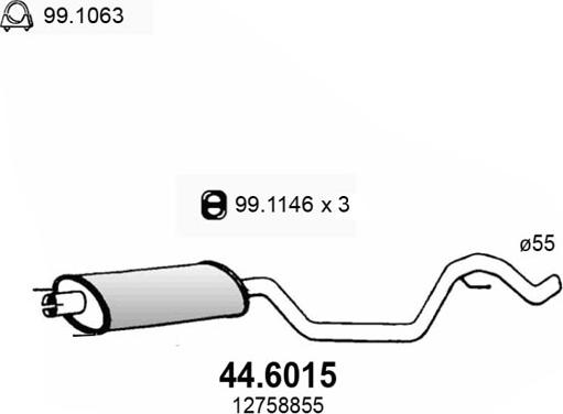 ASSO 44.6015 - Средний глушитель выхлопных газов autosila-amz.com