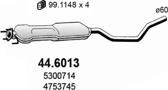 ASSO 44.6013 - Средний глушитель выхлопных газов autosila-amz.com
