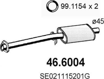 ASSO 46.6004 - Средний глушитель выхлопных газов autosila-amz.com