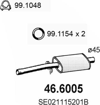 ASSO 46.6005 - Средний глушитель выхлопных газов autosila-amz.com