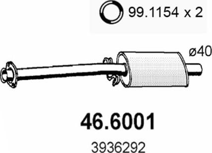 ASSO 46.6001 - Средний глушитель выхлопных газов autosila-amz.com