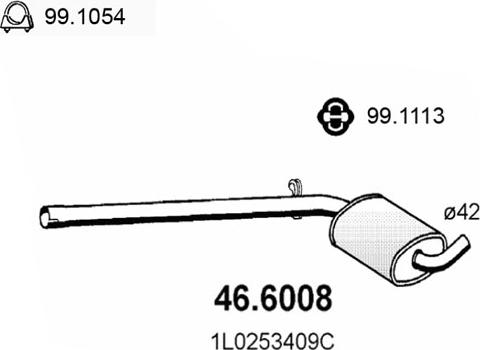 ASSO 46.6008 - Средний глушитель выхлопных газов autosila-amz.com
