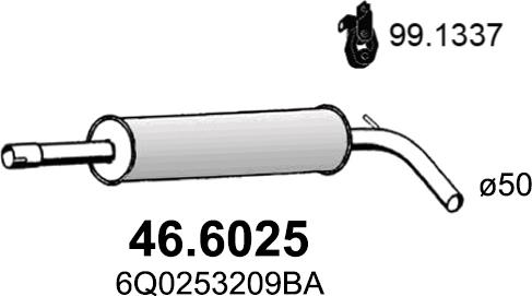 ASSO 46.6025 - Средний глушитель выхлопных газов autosila-amz.com