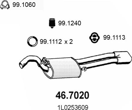 ASSO 46.7020 - Глушитель выхлопных газов, конечный autosila-amz.com