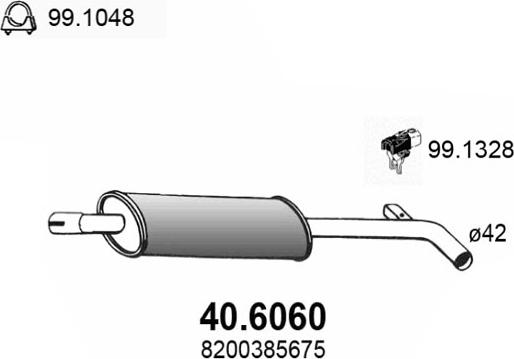 ASSO 40.6060 - Средний глушитель выхлопных газов autosila-amz.com
