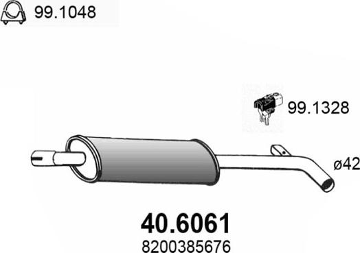 ASSO 40.6061 - Средний глушитель выхлопных газов autosila-amz.com
