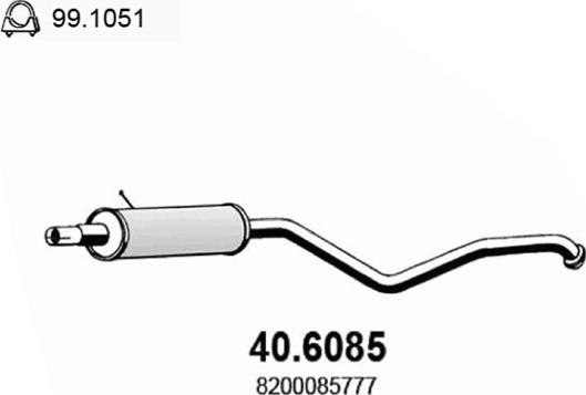 ASSO 40.6085 - Средний глушитель выхлопных газов autosila-amz.com
