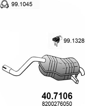 ASSO 40.7106 - Глушитель выхлопных газов, конечный autosila-amz.com