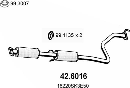 ASSO 42.6016 - Средний глушитель выхлопных газов autosila-amz.com