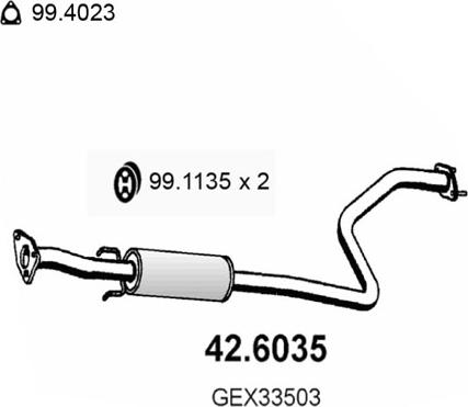 ASSO 42.6035 - Средний глушитель выхлопных газов autosila-amz.com