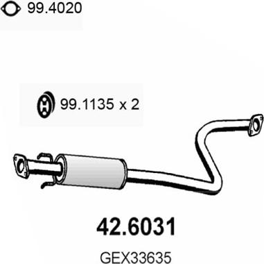 ASSO 42.6031 - Средний глушитель выхлопных газов autosila-amz.com