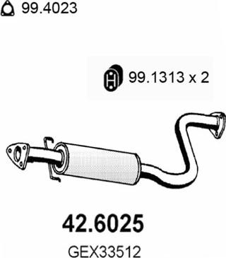 ASSO 42.6025 - Средний глушитель выхлопных газов autosila-amz.com