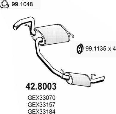 ASSO 42.8003 - Средний / конечный глушитель ОГ autosila-amz.com