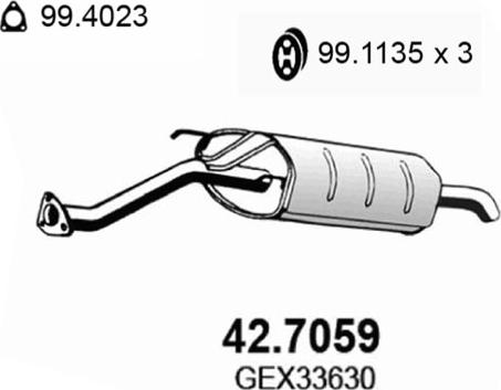 ASSO 42.7059 - Глушитель выхлопных газов, конечный autosila-amz.com