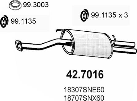 ASSO 42.7016 - Глушитель выхлопных газов, конечный autosila-amz.com