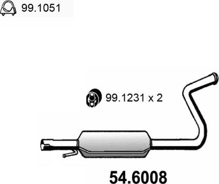 ASSO 54.6008 - Средний глушитель выхлопных газов autosila-amz.com