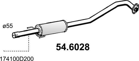 ASSO 54.6028 - Средний глушитель выхлопных газов autosila-amz.com
