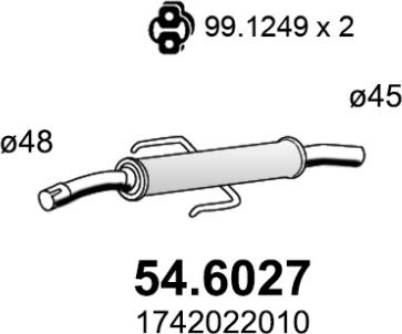 ASSO 54.6027 - Средний глушитель выхлопных газов autosila-amz.com