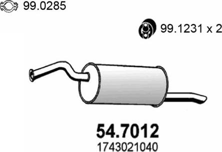 ASSO 54.7012 - Глушитель выхлопных газов, конечный autosila-amz.com