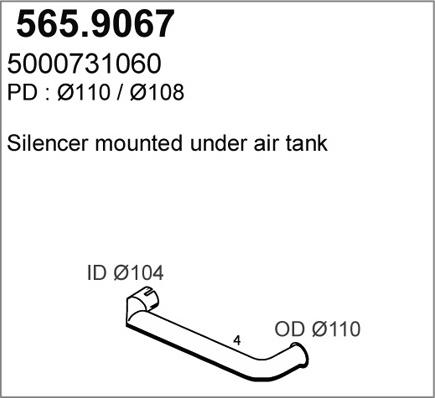 ASSO 565.9067 - Труба выхлопного газа autosila-amz.com