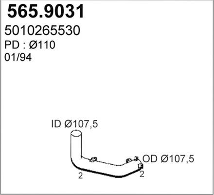 ASSO 565.9031 - Труба выхлопного газа autosila-amz.com