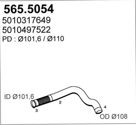 ASSO 565.5054 - Труба выхлопного газа autosila-amz.com