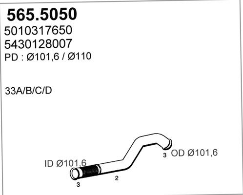 ASSO 565.5050 - Труба выхлопного газа autosila-amz.com