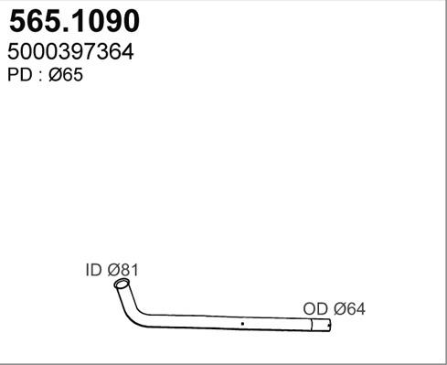 ASSO 565.1090 - Труба выхлопного газа autosila-amz.com
