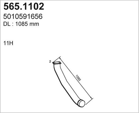 ASSO 565.1102 - Труба выхлопного газа autosila-amz.com