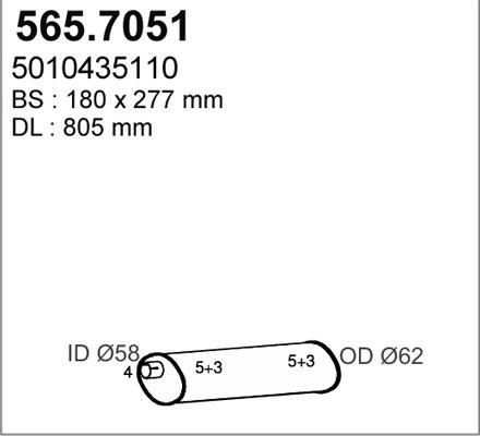 ASSO 565.7051 - Средний / конечный глушитель ОГ autosila-amz.com