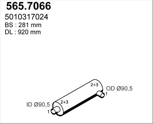 ASSO 565.7066 - Средний / конечный глушитель ОГ autosila-amz.com