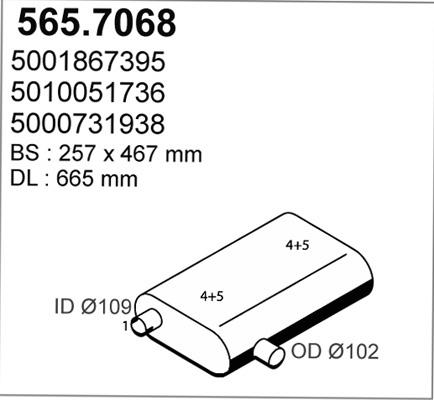 ASSO 565.7068 - Средний / конечный глушитель ОГ autosila-amz.com
